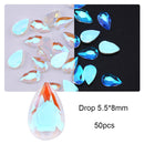 50/100pcs Nail Shaped Drill Rhinestones Parts Crystal Drop Rhombus Arrow Colorful Flatback Stones 3D Gems Nails Art Decoration