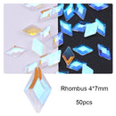 50/100pcs Nail Shaped Drill Rhinestones Parts Crystal Drop Rhombus Arrow Colorful Flatback Stones 3D Gems Nails Art Decoration