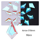 50/100pcs Nail Shaped Drill Rhinestones Parts Crystal Drop Rhombus Arrow Colorful Flatback Stones 3D Gems Nails Art Decoration