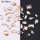 50/100pcs Nail Shaped Drill Rhinestones Parts Crystal Drop Rhombus Arrow Colorful Flatback Stones 3D Gems Nails Art Decoration