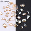 50/100pcs Nail Shaped Drill Rhinestones Parts Crystal Drop Rhombus Arrow Colorful Flatback Stones 3D Gems Nails Art Decoration