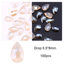 50/100pcs Nail Shaped Drill Rhinestones Parts Crystal Drop Rhombus Arrow Colorful Flatback Stones 3D Gems Nails Art Decoration