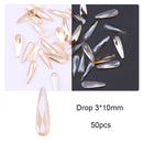 50/100pcs Nail Shaped Drill Rhinestones Parts Crystal Drop Rhombus Arrow Colorful Flatback Stones 3D Gems Nails Art Decoration