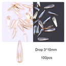 50/100pcs Nail Shaped Drill Rhinestones Parts Crystal Drop Rhombus Arrow Colorful Flatback Stones 3D Gems Nails Art Decoration