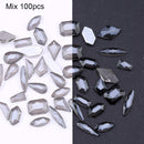 50/100pcs Nail Shaped Drill Rhinestones Parts Crystal Drop Rhombus Arrow Colorful Flatback Stones 3D Gems Nails Art Decoration