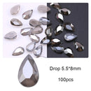 50/100pcs Nail Shaped Drill Rhinestones Parts Crystal Drop Rhombus Arrow Colorful Flatback Stones 3D Gems Nails Art Decoration