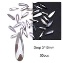 50/100pcs Nail Shaped Drill Rhinestones Parts Crystal Drop Rhombus Arrow Colorful Flatback Stones 3D Gems Nails Art Decoration