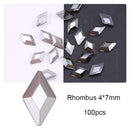 50/100pcs Nail Shaped Drill Rhinestones Parts Crystal Drop Rhombus Arrow Colorful Flatback Stones 3D Gems Nails Art Decoration
