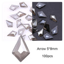 50/100pcs Nail Shaped Drill Rhinestones Parts Crystal Drop Rhombus Arrow Colorful Flatback Stones 3D Gems Nails Art Decoration