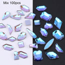 50/100pcs Nail Shaped Drill Rhinestones Parts Crystal Drop Rhombus Arrow Colorful Flatback Stones 3D Gems Nails Art Decoration