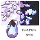 50/100pcs Nail Shaped Drill Rhinestones Parts Crystal Drop Rhombus Arrow Colorful Flatback Stones 3D Gems Nails Art Decoration
