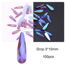 50/100pcs Nail Shaped Drill Rhinestones Parts Crystal Drop Rhombus Arrow Colorful Flatback Stones 3D Gems Nails Art Decoration