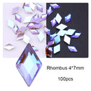 50/100pcs Nail Shaped Drill Rhinestones Parts Crystal Drop Rhombus Arrow Colorful Flatback Stones 3D Gems Nails Art Decoration