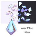 50/100pcs Nail Shaped Drill Rhinestones Parts Crystal Drop Rhombus Arrow Colorful Flatback Stones 3D Gems Nails Art Decoration