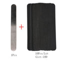Straight Replacement Nail File 100/180/240 10pcs Grey/Black Removable SandPaper With Stainless Steel Handle Metal Sanding Files
