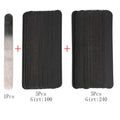 Straight Replacement Nail File 100/180/240 10pcs Grey/Black Removable SandPaper With Stainless Steel Handle Metal Sanding Files
