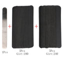 Straight Replacement Nail File 100/180/240 10pcs Grey/Black Removable SandPaper With Stainless Steel Handle Metal Sanding Files
