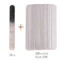 Straight Replacement Nail File 100/180/240 10pcs Grey/Black Removable SandPaper With Stainless Steel Handle Metal Sanding Files