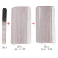 Straight Replacement Nail File 100/180/240 10pcs Grey/Black Removable SandPaper With Stainless Steel Handle Metal Sanding Files