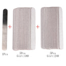 Straight Replacement Nail File 100/180/240 10pcs Grey/Black Removable SandPaper With Stainless Steel Handle Metal Sanding Files