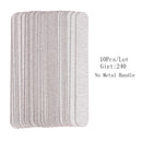 Straight Replacement Nail File 100/180/240 10pcs Grey/Black Removable SandPaper With Stainless Steel Handle Metal Sanding Files