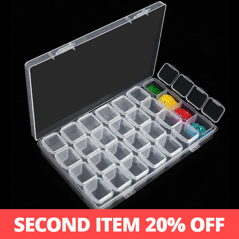 Diamond Painting Accessories 28 Grid Box Transparent DIY Embroidery Cross Stitch Tool Set Household Small Parts Storage