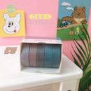 5Rolls/box Solid Color Washi Tape Set Decorative Masking Tape Cute Scrapbooking Adhesive Tape School Stationery Supplies