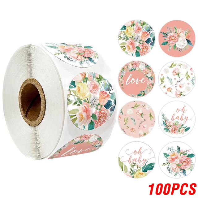 100-500pcs Thank You Sticker Envelope Seal Scrapbook Sticker Pink Heart Cute Round Sticker Stationery Label Stickers