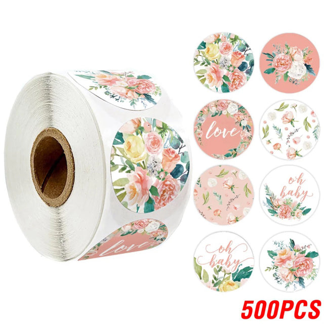 100-500pcs Thank You Sticker Envelope Seal Scrapbook Sticker Pink Heart Cute Round Sticker Stationery Label Stickers