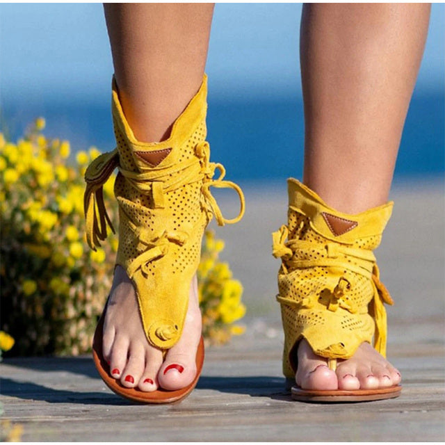 Women's Sandals 2021 Retro Gladiator Ladies Clip Toe Vintage Boots Casual Tassel Rome Fashion Summer Woman Shoes Female New