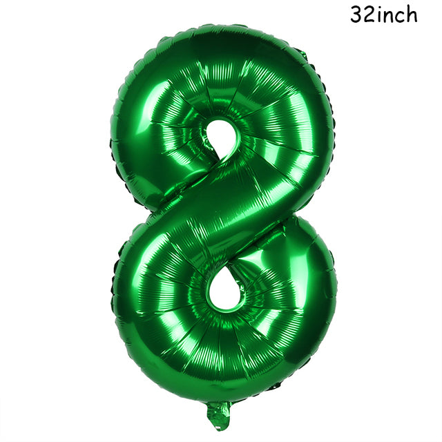 Cyuan 32/40inch green number balloons Foil Balloon Jungle Safari Birthday Balloon Party Baloon 0 1 2 3 4 5 6 7 8 9 globos Balls