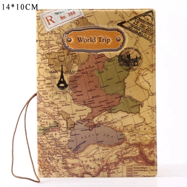 Creative New World Map Passport Cover Wallet Bag ID Address Holder Portable PU Leather Boarding Wallet Case Travel Accessories