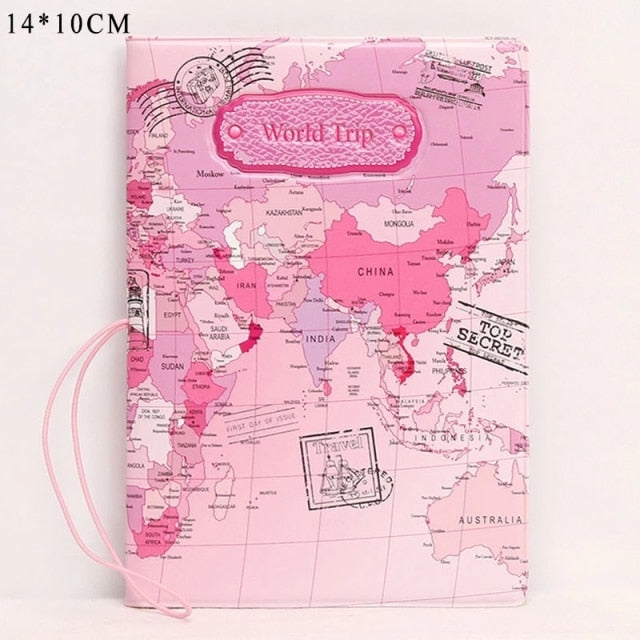 Creative New World Map Passport Cover Wallet Bag ID Address Holder Portable PU Leather Boarding Wallet Case Travel Accessories