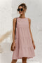 2021 Summer Women Vest Dress Cotton O-Neck Sleeveless Solid Midi Dress Stitching Large Swing Casual Loose Sundress Vestidos