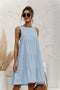 2021 Summer Women Vest Dress Cotton O-Neck Sleeveless Solid Midi Dress Stitching Large Swing Casual Loose Sundress Vestidos