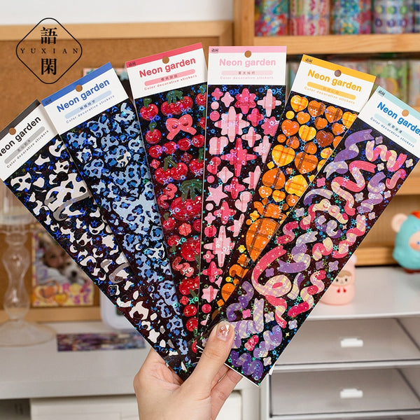 2 Pcs Korean Butterfly Ribbon Love Laser Stickers Cute Junk Journal Stationery Hand Account Happy Plan Deco Sticker Art Supplies