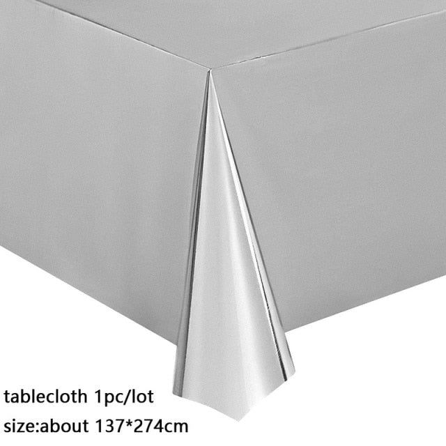 137*274cm Rose Gold Tablecloth Gold/silver Dot table cover for adult Happy Birthday Party Supplies Wedding decorations