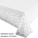 137*274cm Rose Gold Tablecloth Gold/silver Dot table cover for adult Happy Birthday Party Supplies Wedding decorations