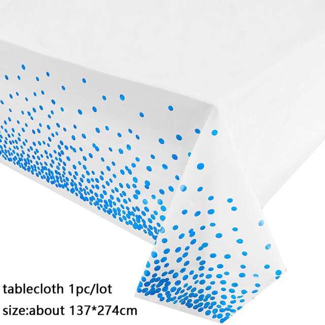 137*274cm Rose Gold Tablecloth Gold/silver Dot table cover for adult Happy Birthday Party Supplies Wedding decorations