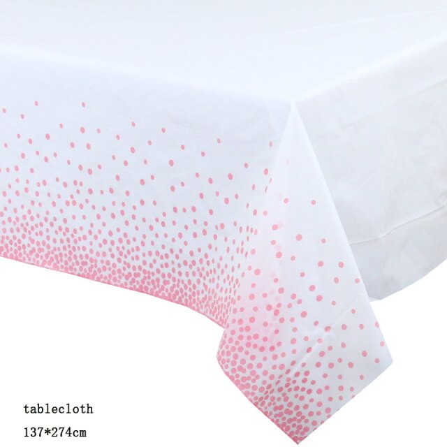 137*274cm Rose Gold Tablecloth Gold/silver Dot table cover for adult Happy Birthday Party Supplies Wedding decorations