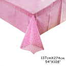 137*274cm Rose Gold Tablecloth Gold/silver Dot table cover for adult Happy Birthday Party Supplies Wedding decorations