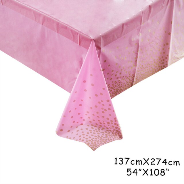 137*274cm Rose Gold Tablecloth Gold/silver Dot table cover for adult Happy Birthday Party Supplies Wedding decorations