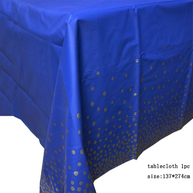 137*274cm Rose Gold Tablecloth Gold/silver Dot table cover for adult Happy Birthday Party Supplies Wedding decorations