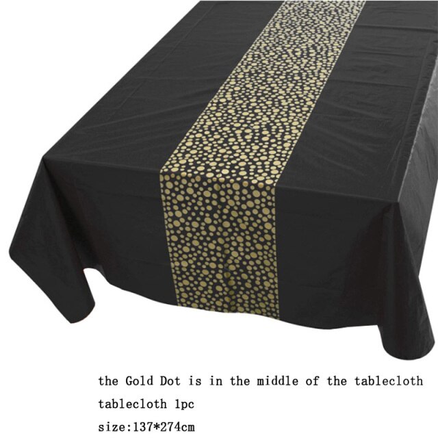 137*274cm Rose Gold Tablecloth Gold/silver Dot table cover for adult Happy Birthday Party Supplies Wedding decorations