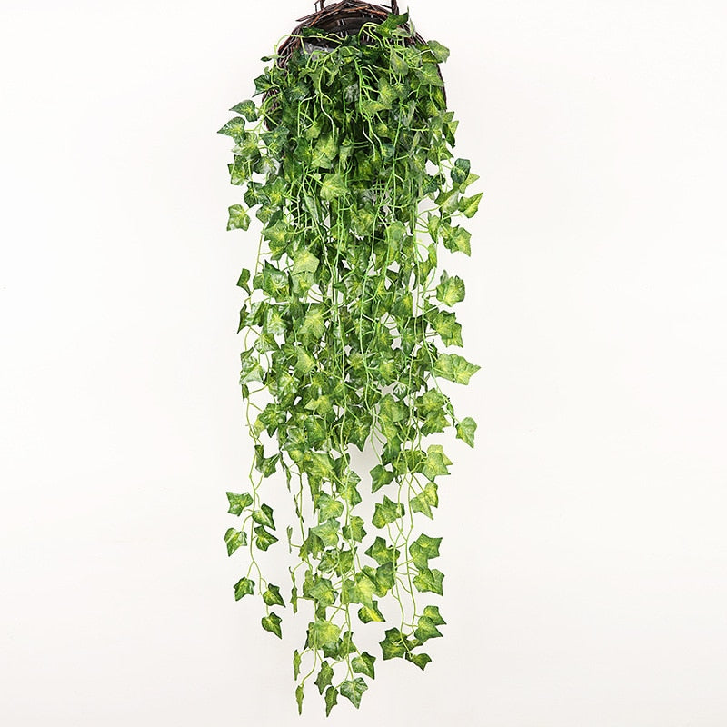 90cm Artificial Green Plants Hanging Ivy Leaves Radish Seaweed Grape Fake Flowers Vine Home Garden Wall Party Decoration