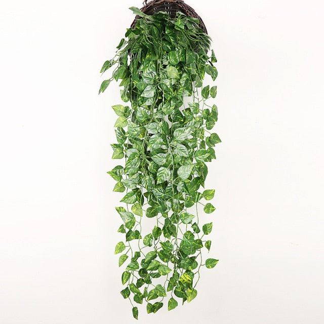 90cm Artificial Green Plants Hanging Ivy Leaves Radish Seaweed Grape Fake Flowers Vine Home Garden Wall Party Decoration