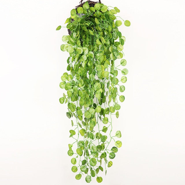90cm Artificial Green Plants Hanging Ivy Leaves Radish Seaweed Grape Fake Flowers Vine Home Garden Wall Party Decoration
