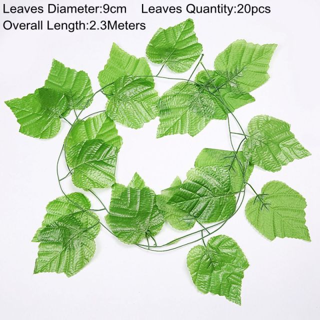 90cm Artificial Green Plants Hanging Ivy Leaves Radish Seaweed Grape Fake Flowers Vine Home Garden Wall Party Decoration