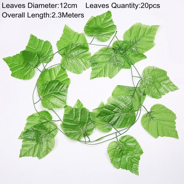 90cm Artificial Green Plants Hanging Ivy Leaves Radish Seaweed Grape Fake Flowers Vine Home Garden Wall Party Decoration