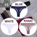 FINETOO 3PCS/Set Sexy Floral Transparent Women Thongs G-string Lingerie Lace Panties Low-Waist Femme Girls Briefs Mesh Pantys
